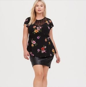 Womens peplum top. black lace at top. Great condition.  Worn 1 time.